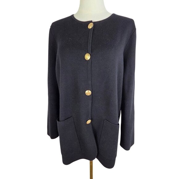 J. Crew Giselle Sweater Blazer Small Black Wool Blend Relaxed Fit Preppy #BO154 - Picture 3 of 13